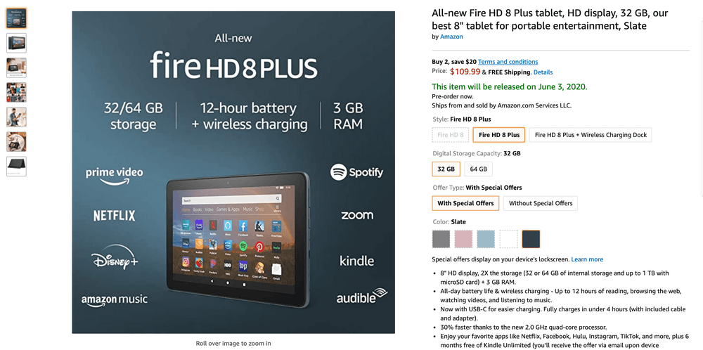 Fire 8 Tablet Specs
