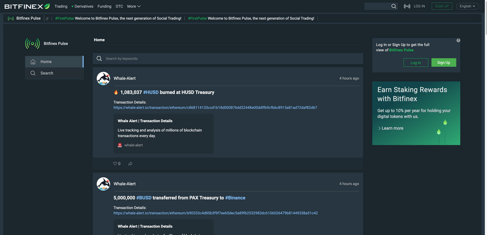 Bitfinex Pulse Platform